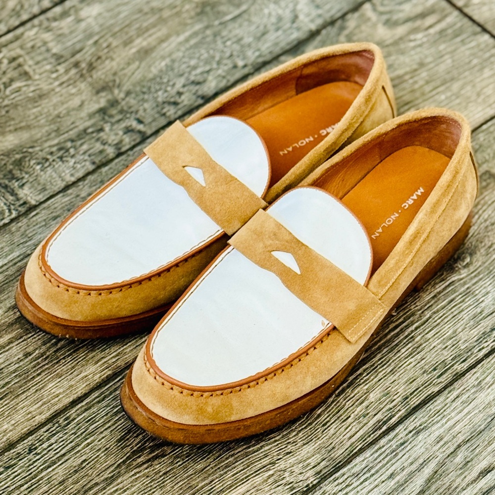 Marc Nolan Men’s Stylish Tan and White Loafers / Sneakers - Picture 3 of 10